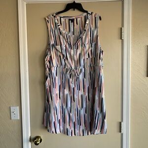 Torrid Mini Challis Multicolor Geometric Print Zip front Bodice Shirt Dress 4X